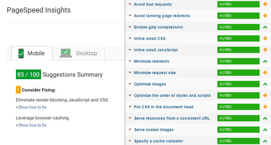 Optimizare pagini web pentru Google PageSpeed Insights