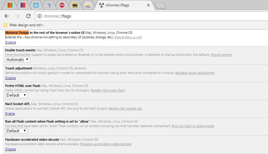 Enable Google's Material Design in Chrome